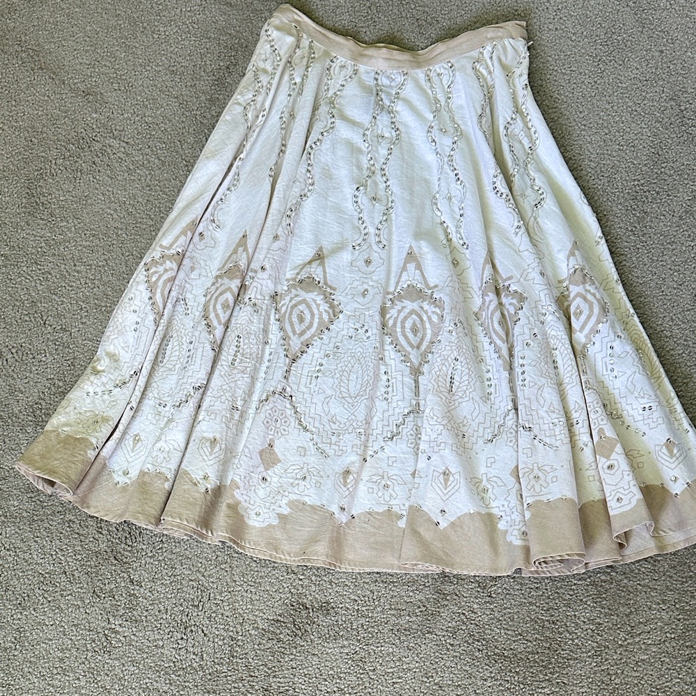 Calf length shirt. All cotton with silver sequins sewn throughout.